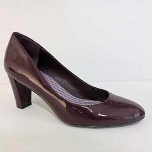 LAUREN RALPH LAUREN Hala Patent Leather Pumps Sz 7 B Claret Maroon Red Purple